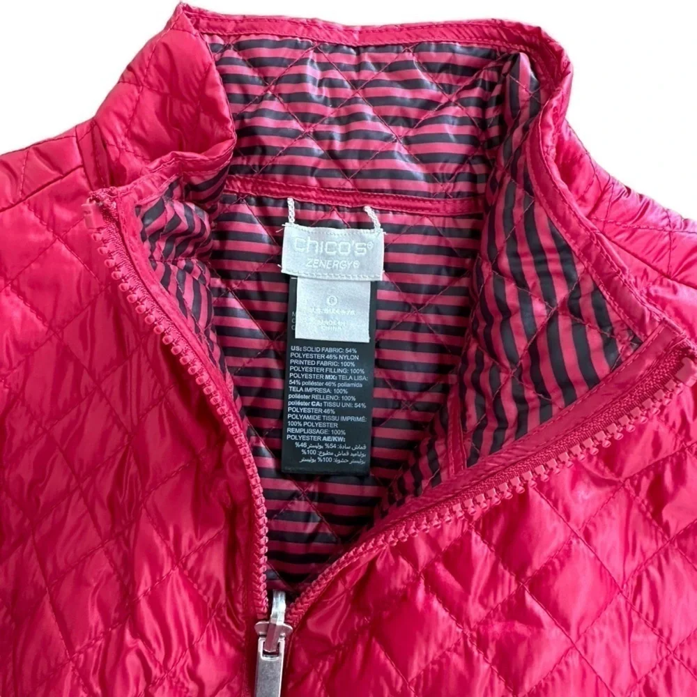 REVERSIBLE Chico’s ZEnergy Red Lightweight Puffer Vest, Small